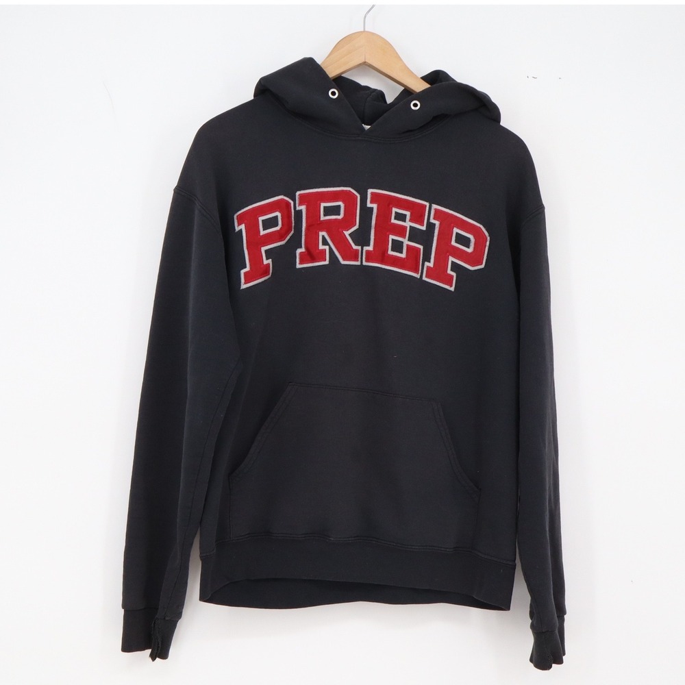 Jerzees Hoodie Mens M Super Sweats Black Prep Graphic Pullover Excellent